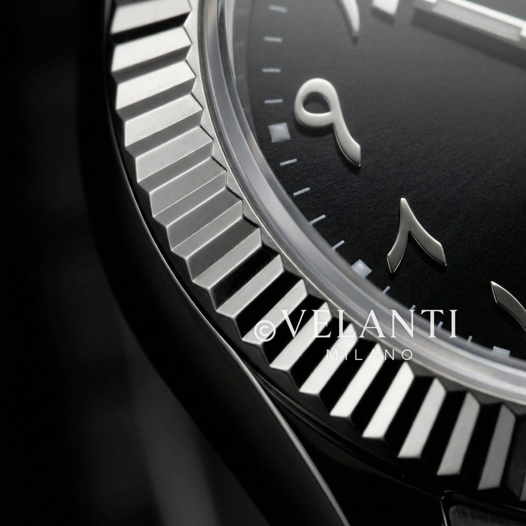 Datejust-style automatic watch, Velanti Milano Veljust Black Arabic, product photo 9