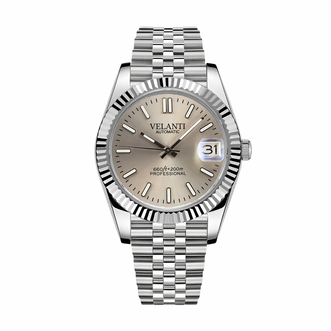 Datejust-style automatic watch, Velanti Milano Veljust Champagne, main product photo
