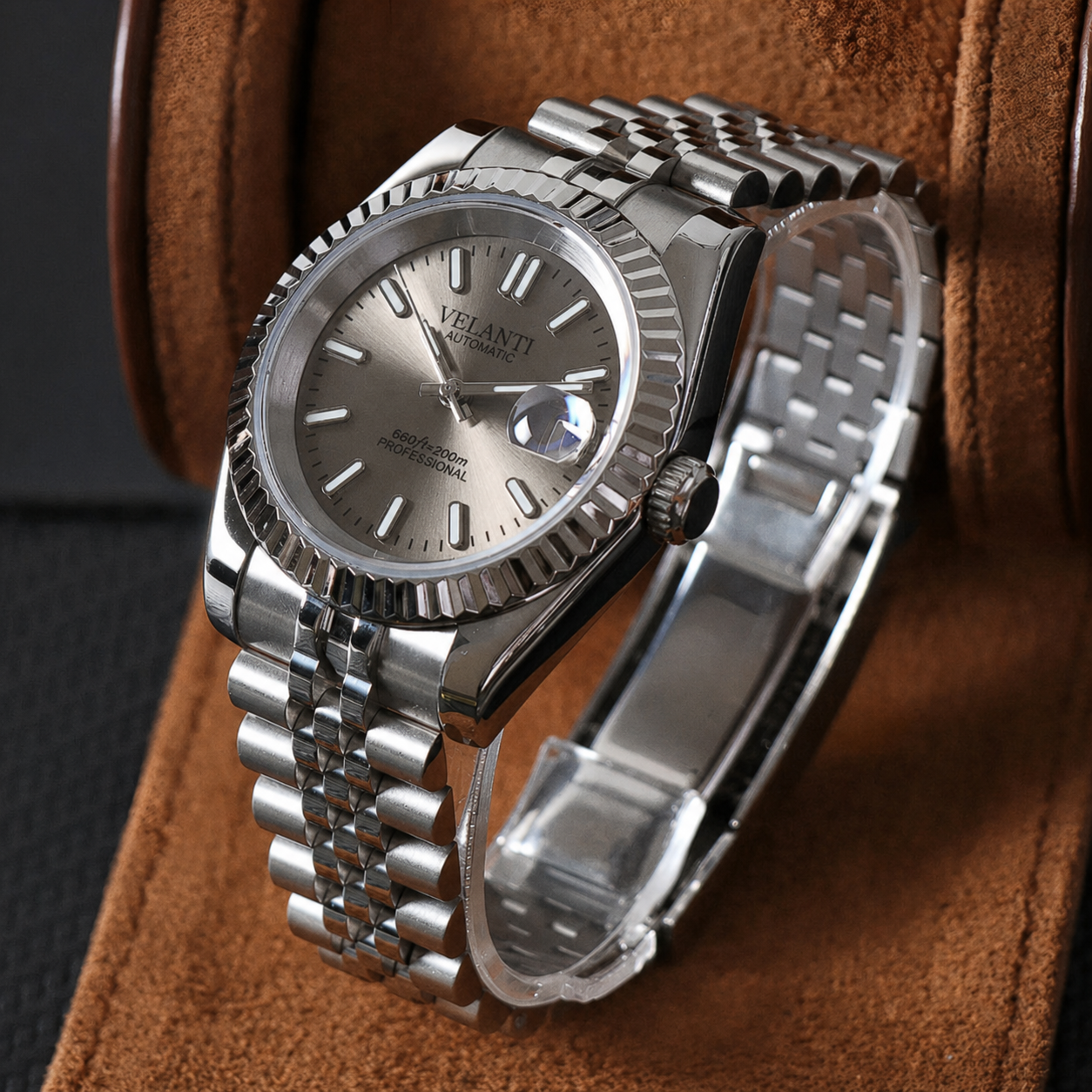 Datejust-style automatic watch, Velanti Milano Veljust Champagne, product photo 3