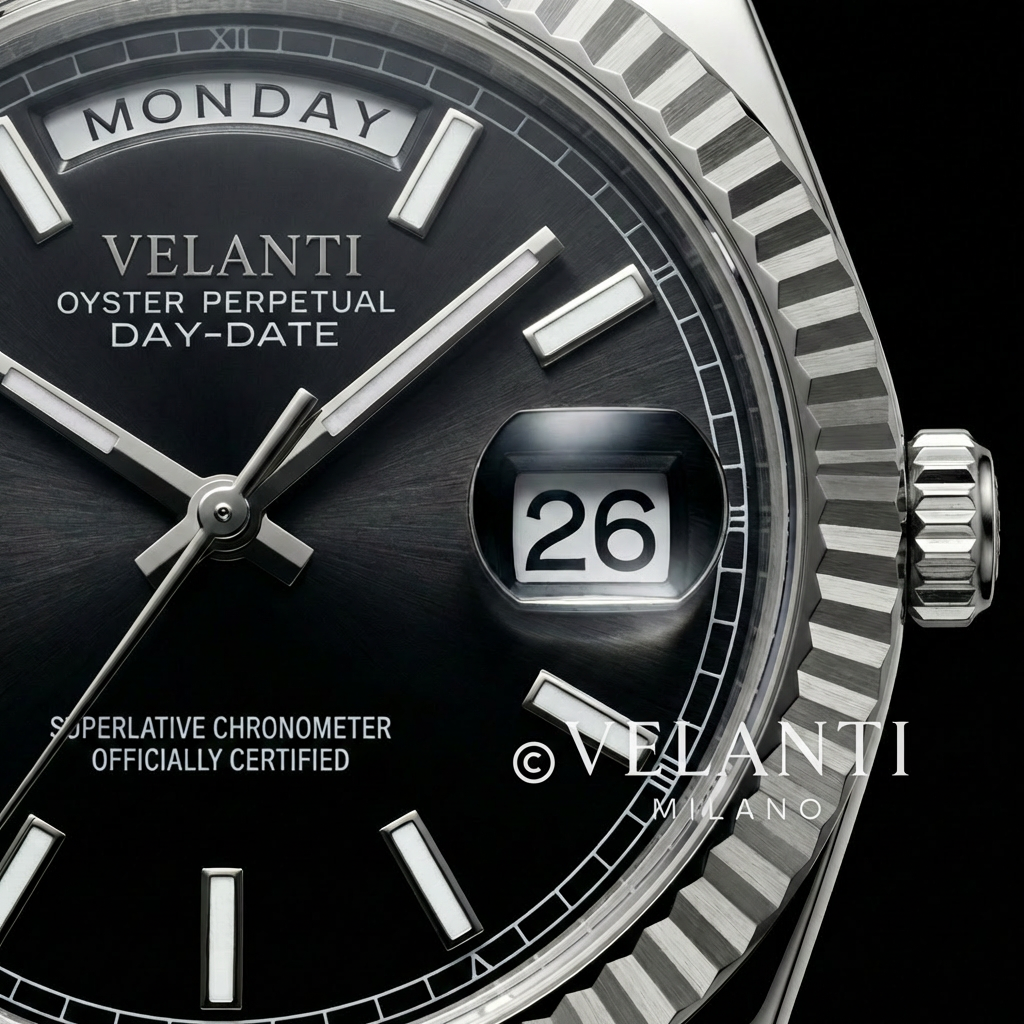 Datejust-style automatic watch, Velanti Milano Veljust Daydate Classic Black, product photo 7