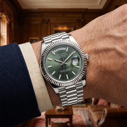 Datejust-style custom mod watch, Velanti Milano Veljust Daydate Mint Green, product photo 5