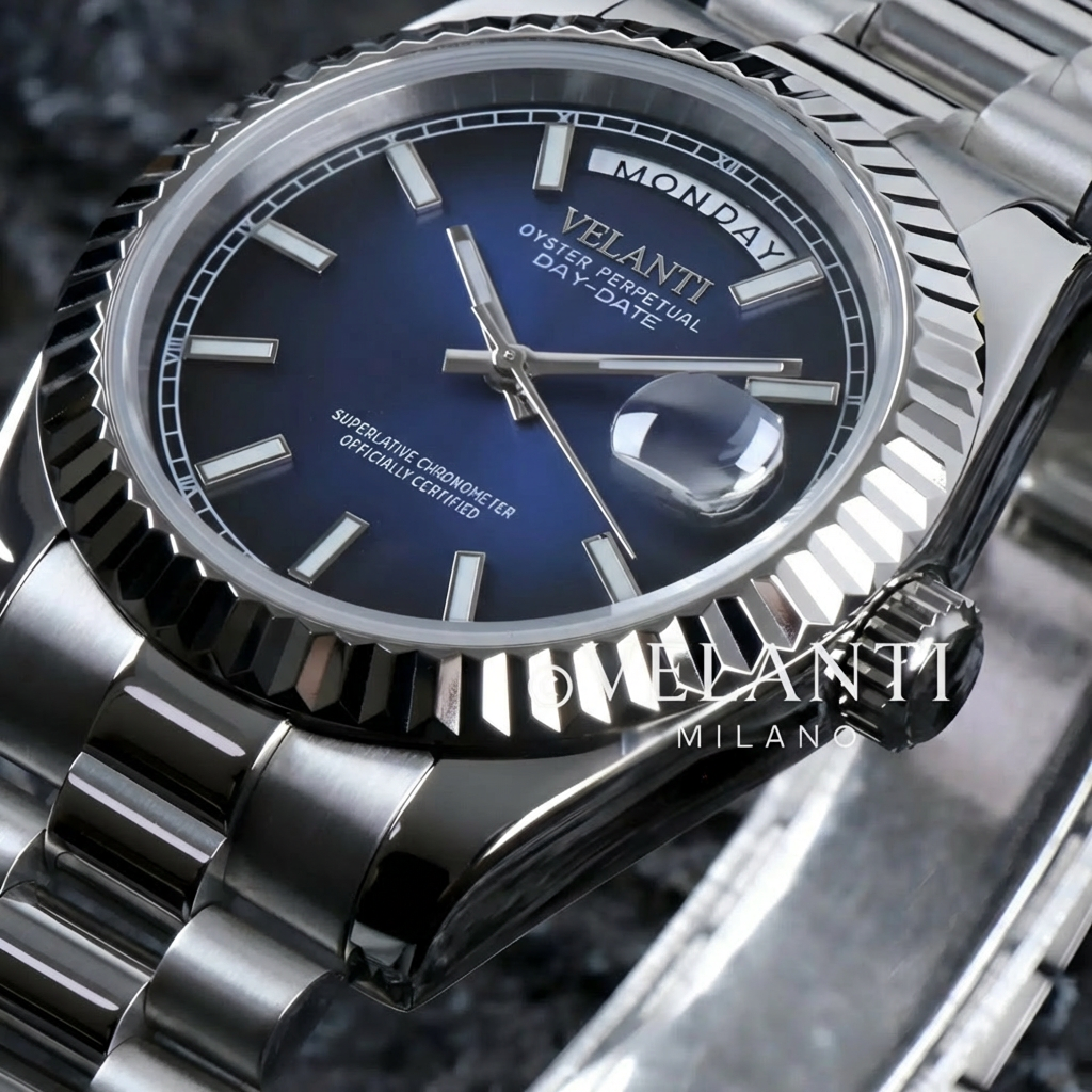 Datejust-style automatic watch, Velanti Milano Veljust Daydate Royal Blue, product photo 4