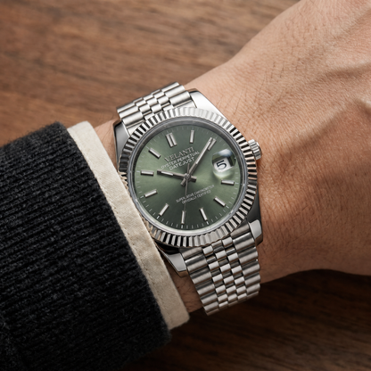 Datejust-style custom mod watch, Velanti Milano Veljust Mint Green, product photo 7