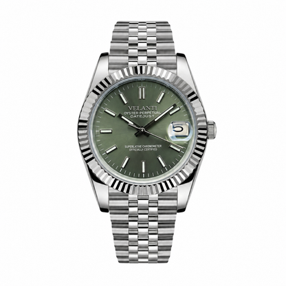 Datejust-style custom mod watch, Velanti Milano Veljust Mint Green, main product photo