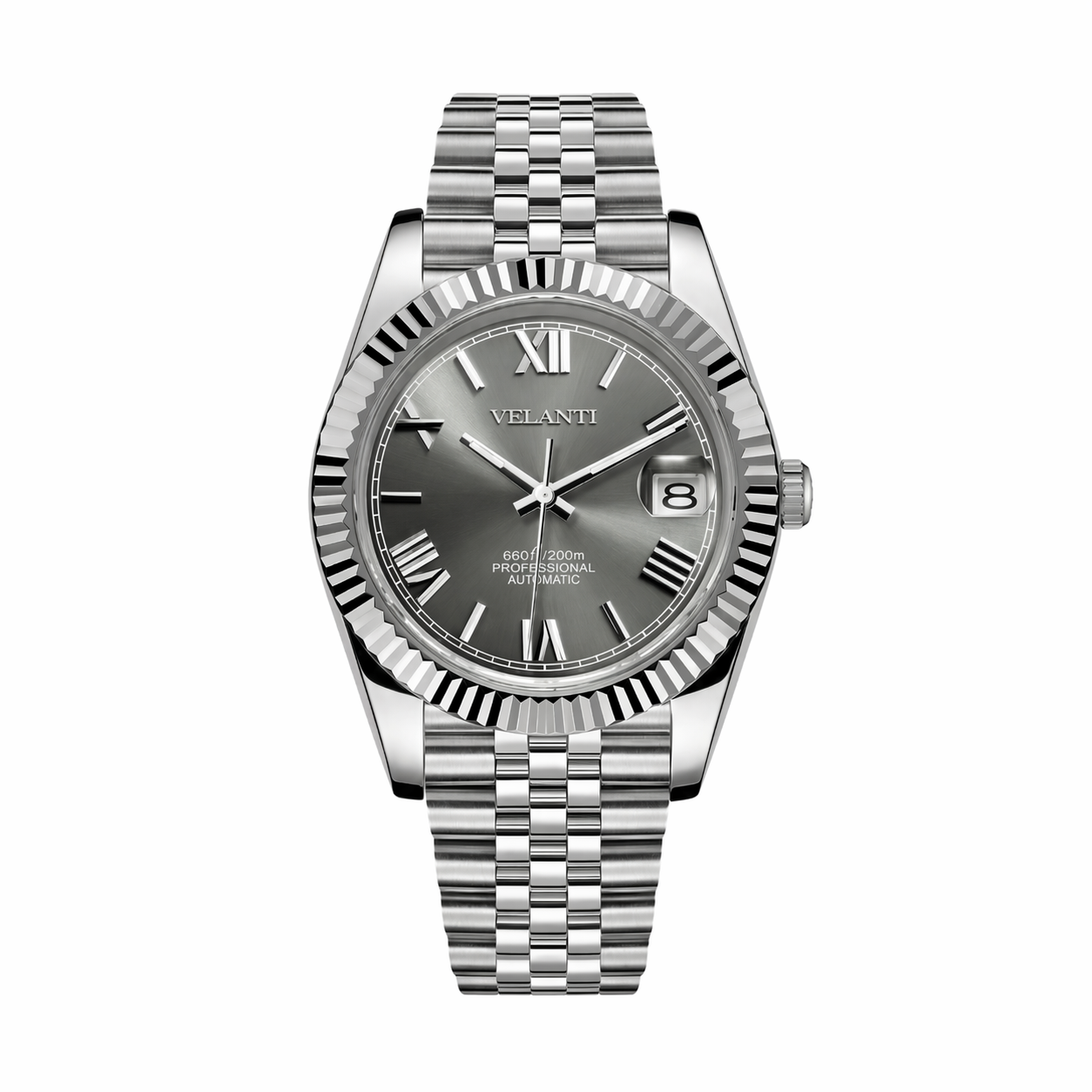 Datejust-style automatic watch, Velanti Milano Veljust Roman Champagne, main product photo