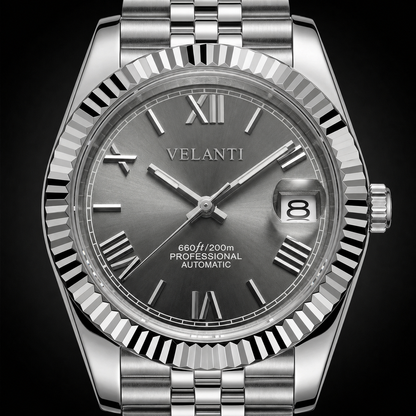 Datejust-style automatic watch, Velanti Milano Veljust Roman Champagne, product photo 3