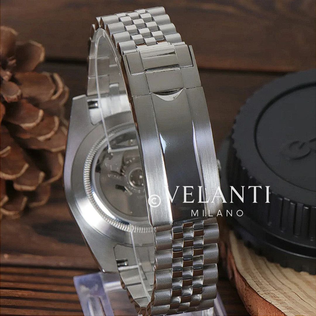 Datejust-style automatic watch, Velanti Milano Veljust Roman Silver, product photo 3