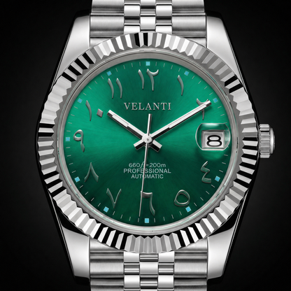 Datejust-style automatic watch, Velanti Milano Veljust Royal Green Arabic, product photo 3