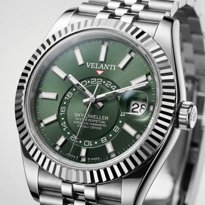 Datejust-style custom mod watch, Velanti Milano Veljust Sky Dweller Mint Green, product photo 2