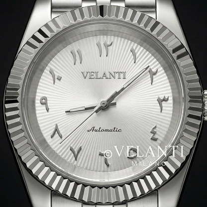 Datejust-style custom mod watch, Velanti Milano Veljust White Arabic Textured, product photo 4