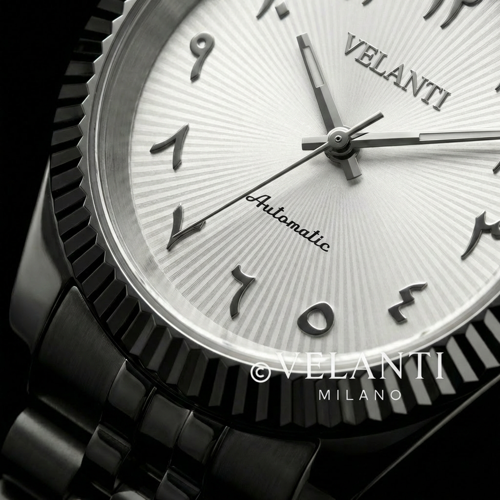 Datejust-style automatic watch, Velanti Milano Veljust White Arabic Textured, product photo 6