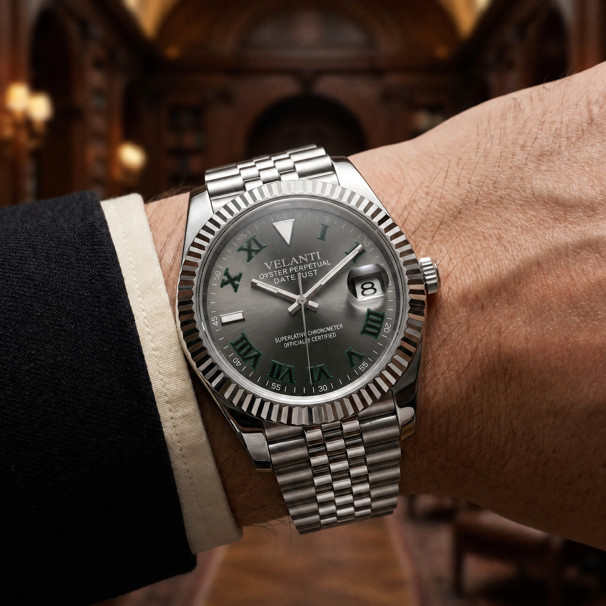 Datejust-style automatic watch, Velanti Milano Veljust Wimbledon, product photo 7