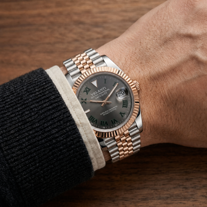 Datejust-style custom mod watch, Velanti Milano Veljust Wimbledon Two Tone, product photo 3