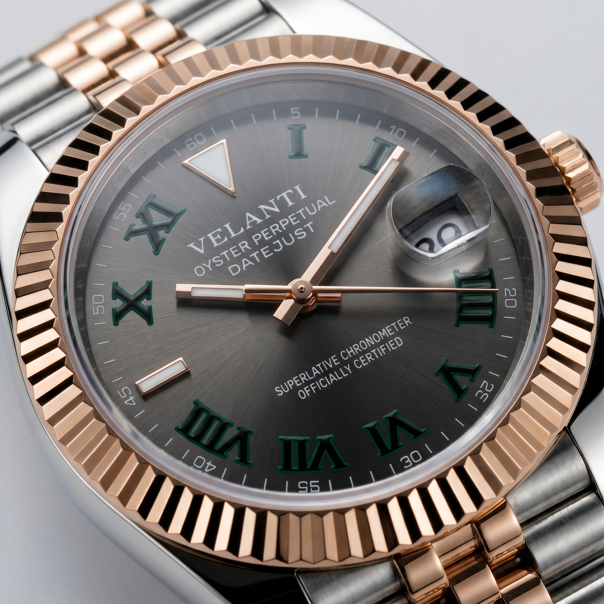 Datejust-style automatic watch, Velanti Milano Veljust Wimbledon Two Tone, product photo 13