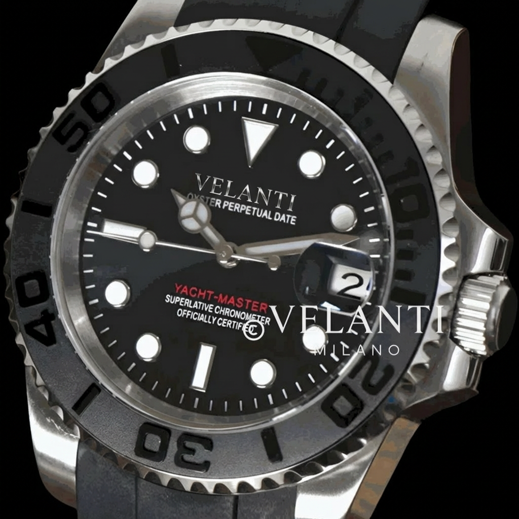 Submariner-style automatic watch, Velanti Milano Velmariner Yacht-Master Black, product photo 3