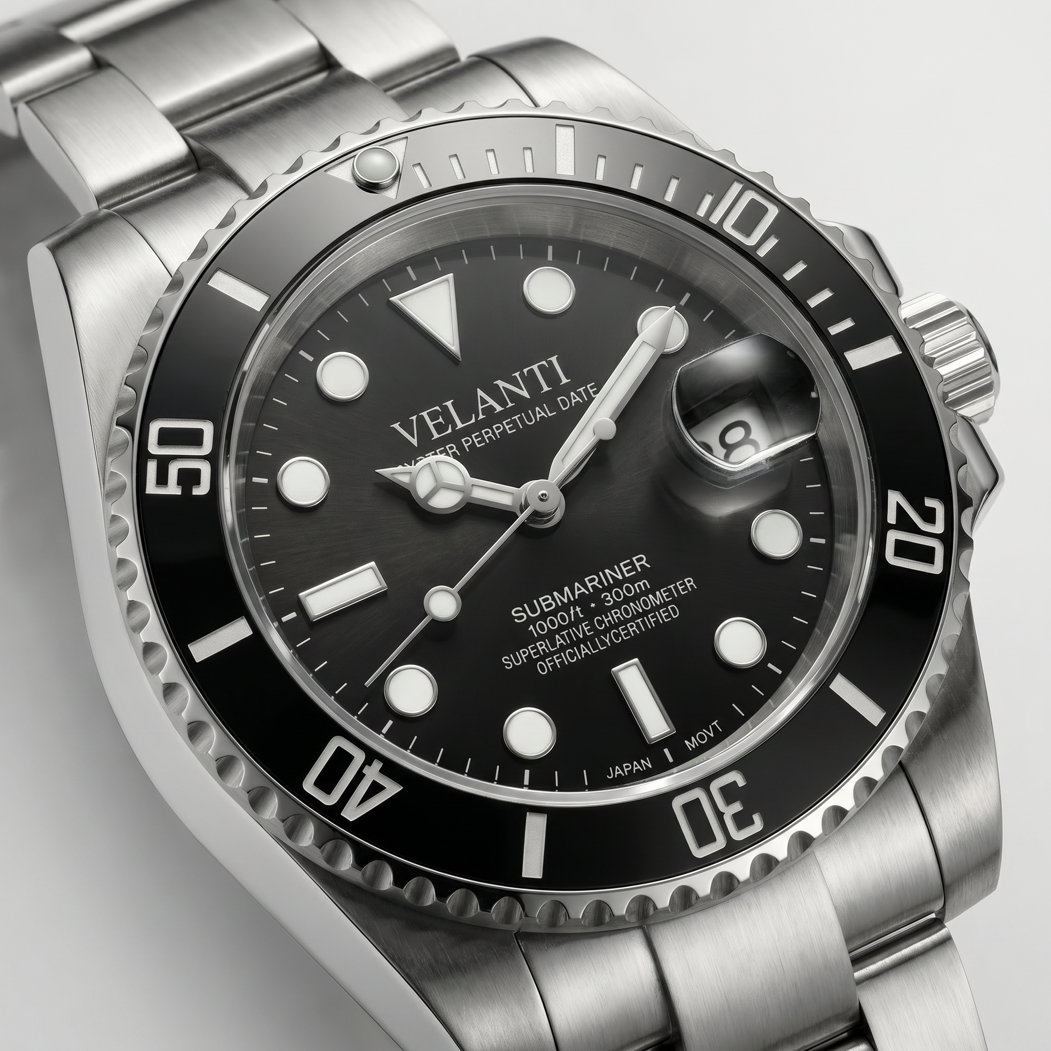 Submariner-style automatic watch, Velanti Milano Velmariner Black, product photo 2