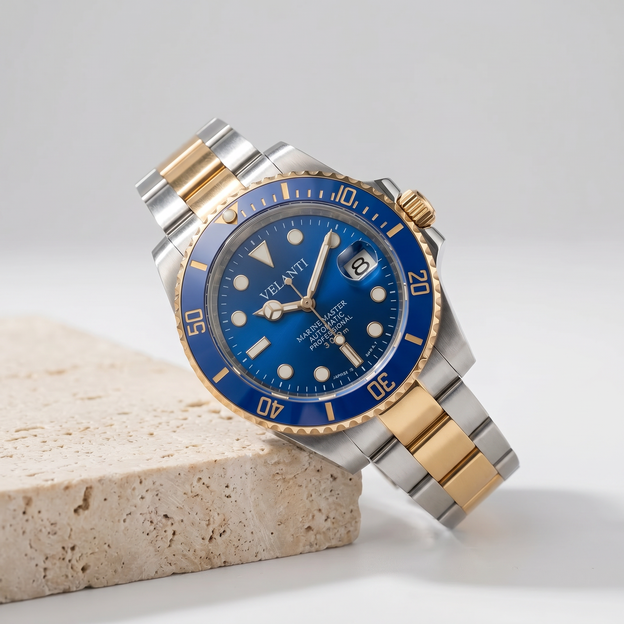 Submariner-style automatic watch, Velanti Milano Velmariner Blue (Two Tones), product photo 6
