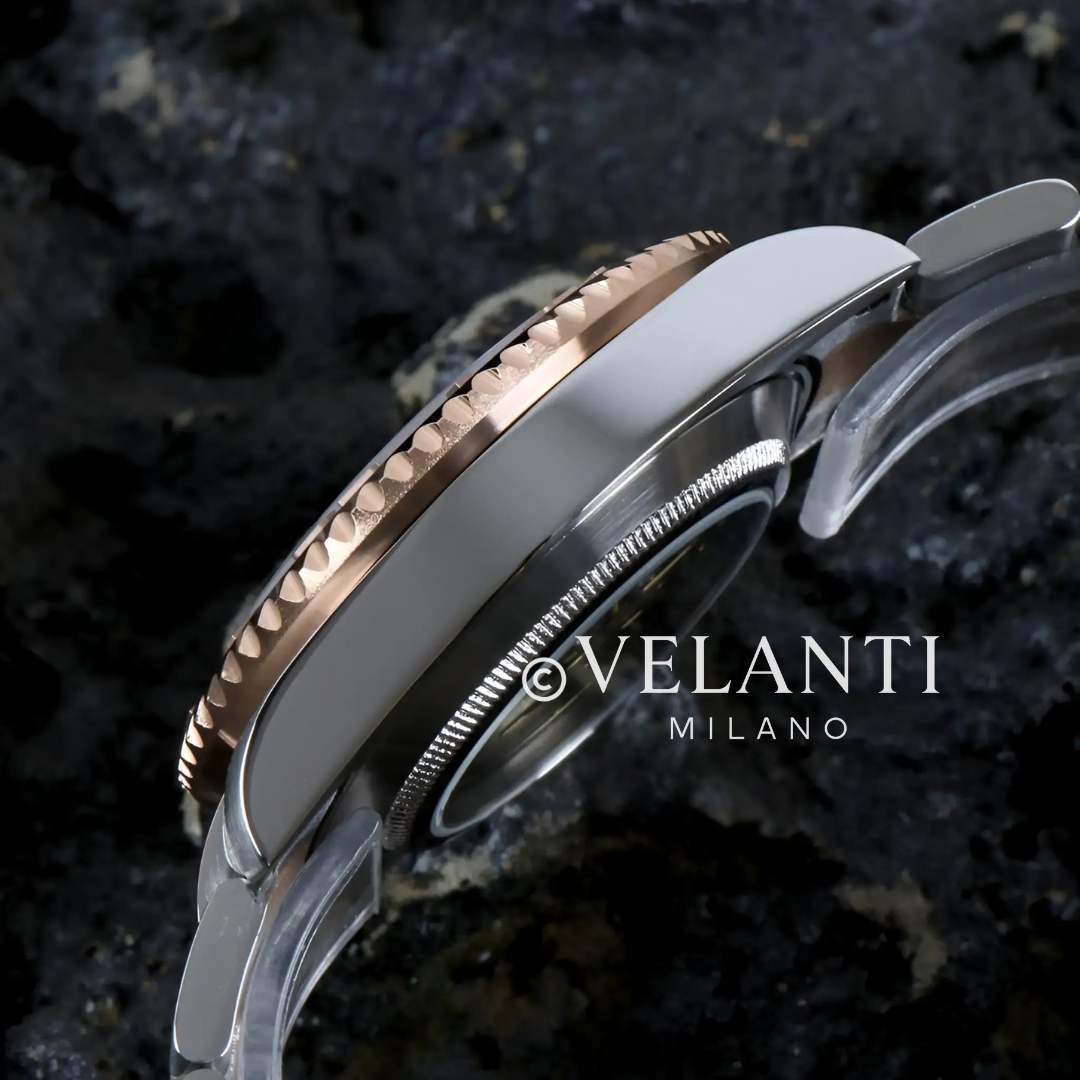 Submariner-style automatic watch, Velanti Milano Velmariner Rose Gold, product photo 7