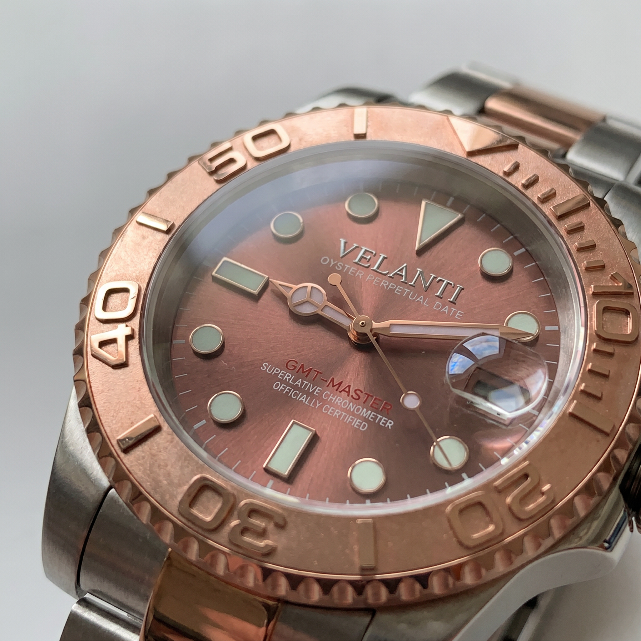 Submariner-style automatic watch, Velanti Milano Velmariner Rose Gold, product photo 4