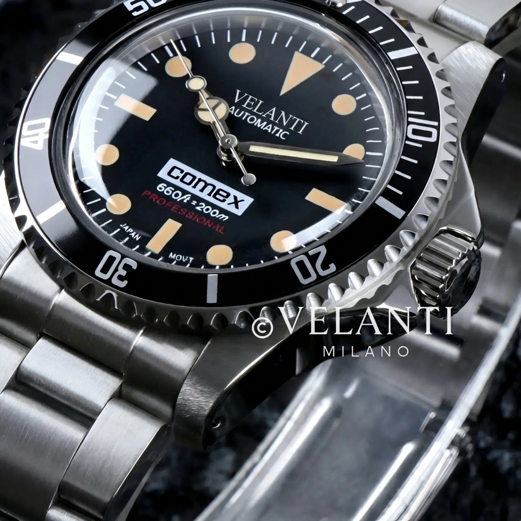 Submariner-style automatic watch, Velanti Milano Velmariner Vintage, product photo 2