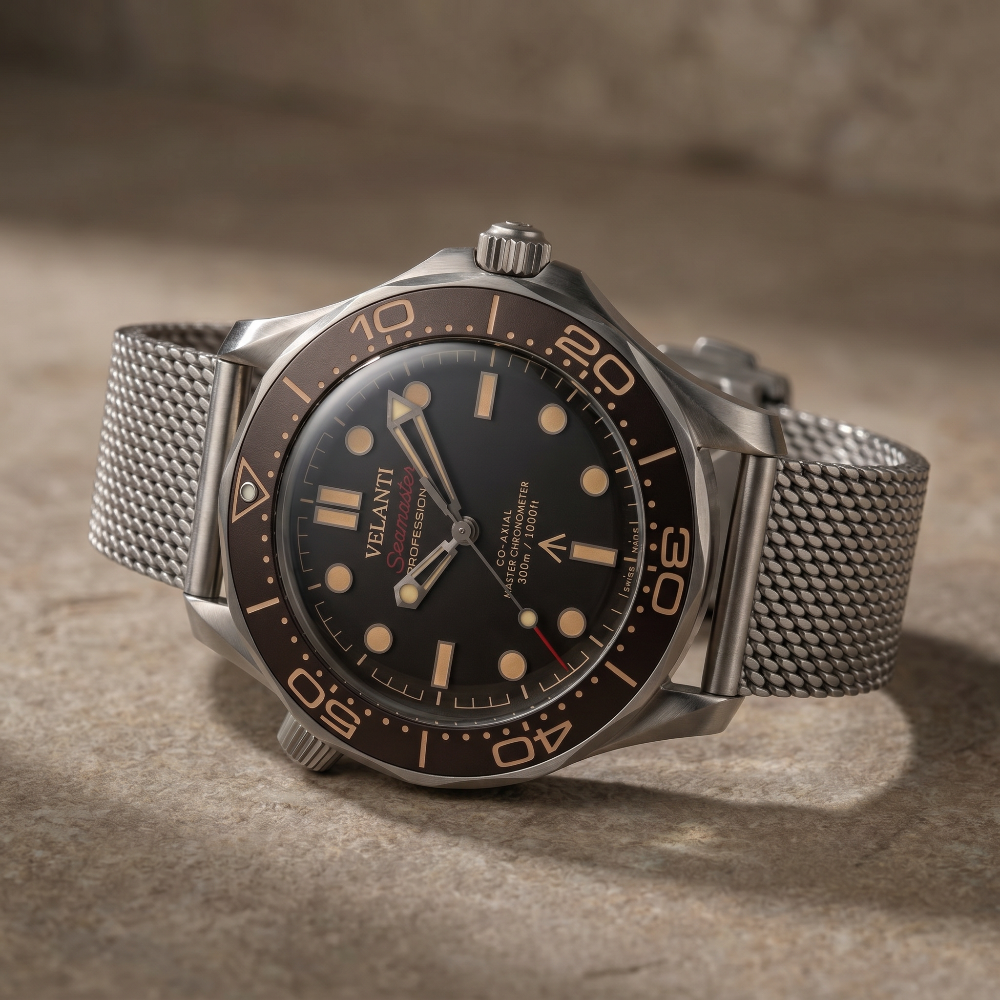 Seamaster-style automatic watch, Velanti Milano Velmaster James Bond 007, watch detail photo 6