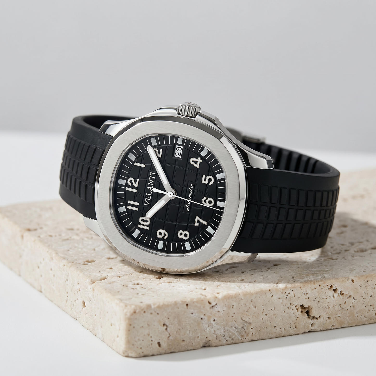 Aquanaut-style custom mod watch, Velanti Milano Velnaut Black, product photo 2