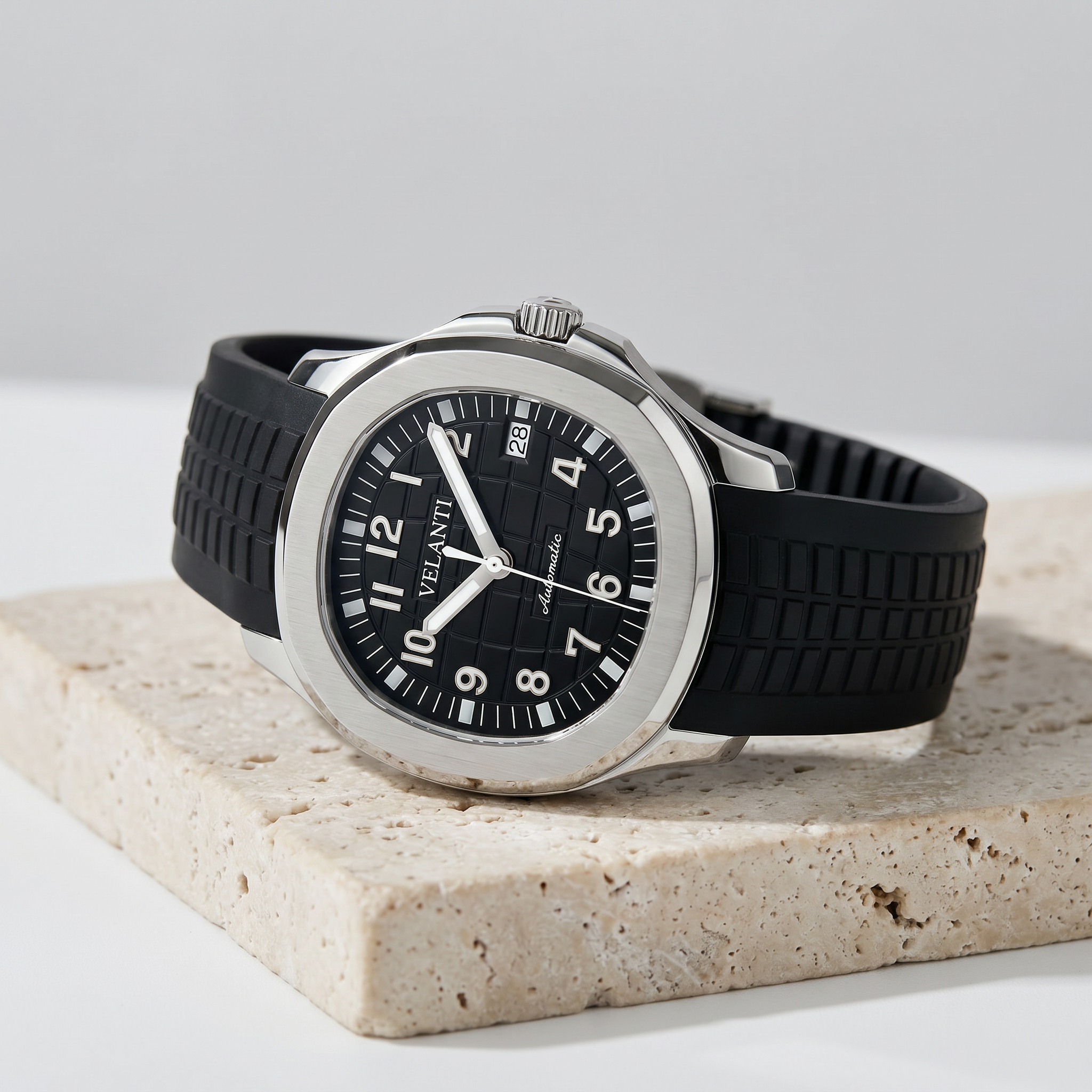 Aquanaut-style automatic watch, Velanti Milano Velnaut Black, product photo 2