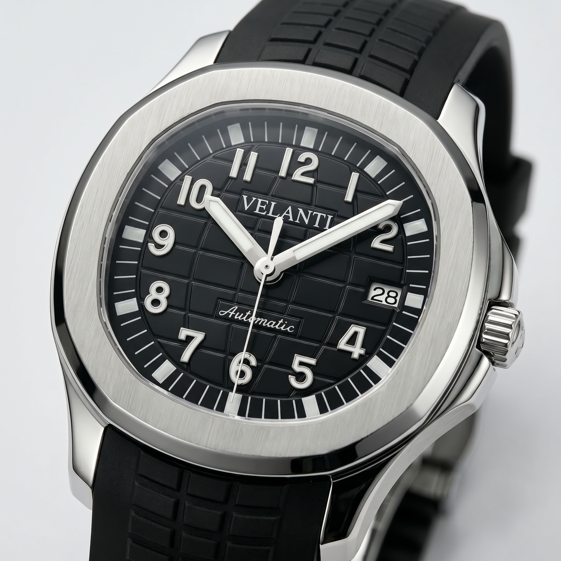 Aquanaut-style custom mod watch, Velanti Milano Velnaut Black, product photo 3