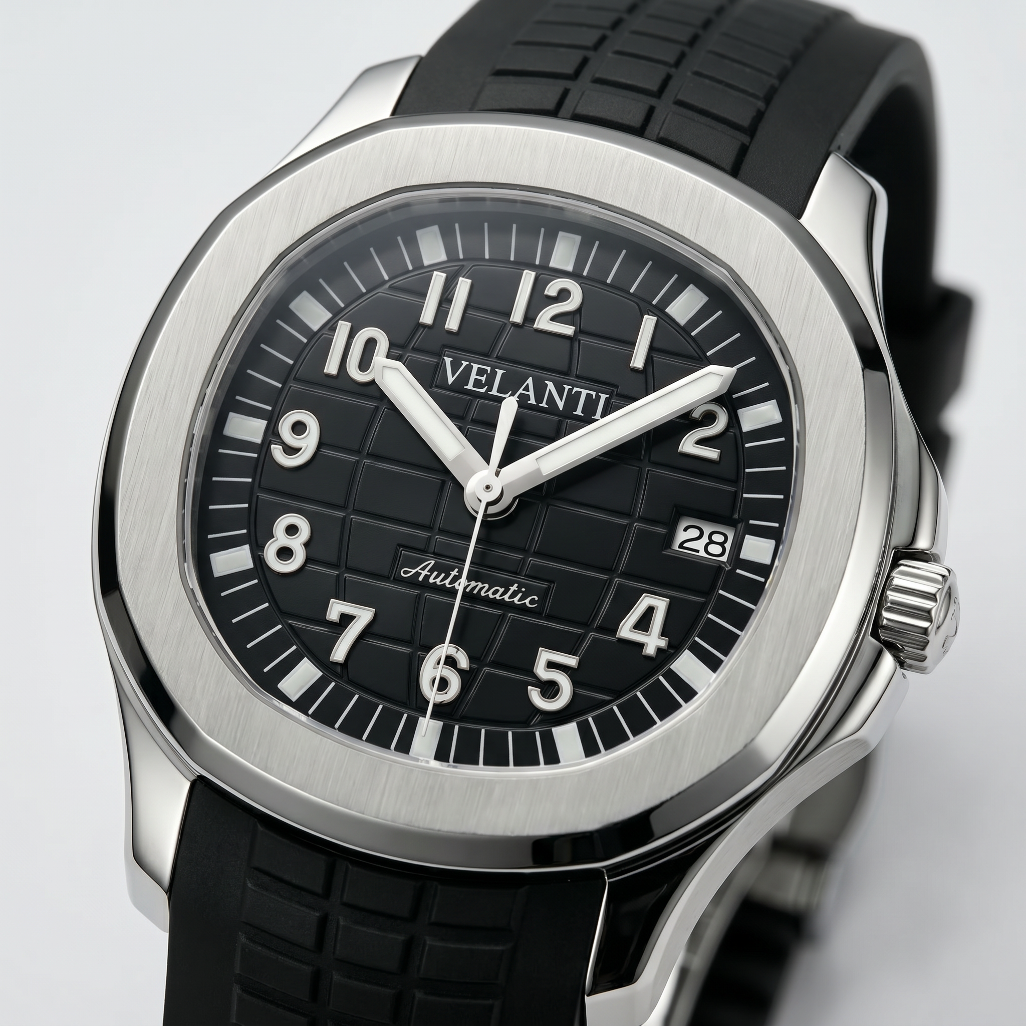Aquanaut-style automatic watch, Velanti Milano Velnaut Black, product photo 3