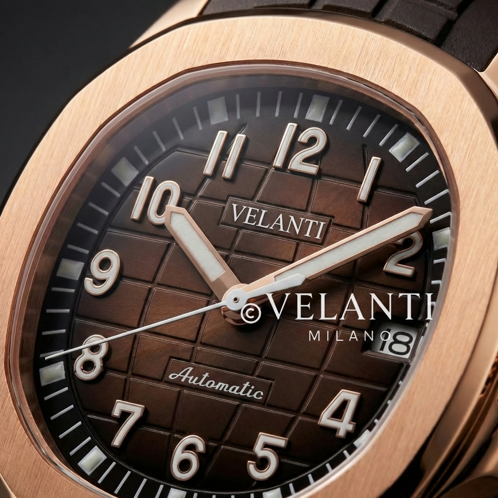 Aquanaut-style automatic watch, Velanti Milano Velnaut Brown (Rose Gold), product photo 4