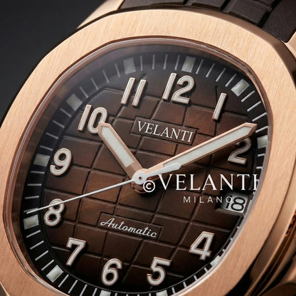 Aquanaut-style automatic watch, Velanti Milano Velnaut Brown (Rose Gold), product photo 4