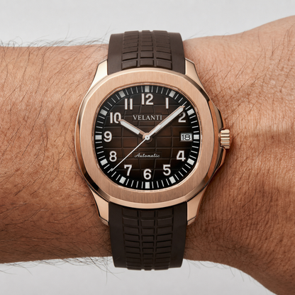 Aquanaut-style automatic watch, Velanti Milano Velnaut Brown (Rose Gold), product photo 5