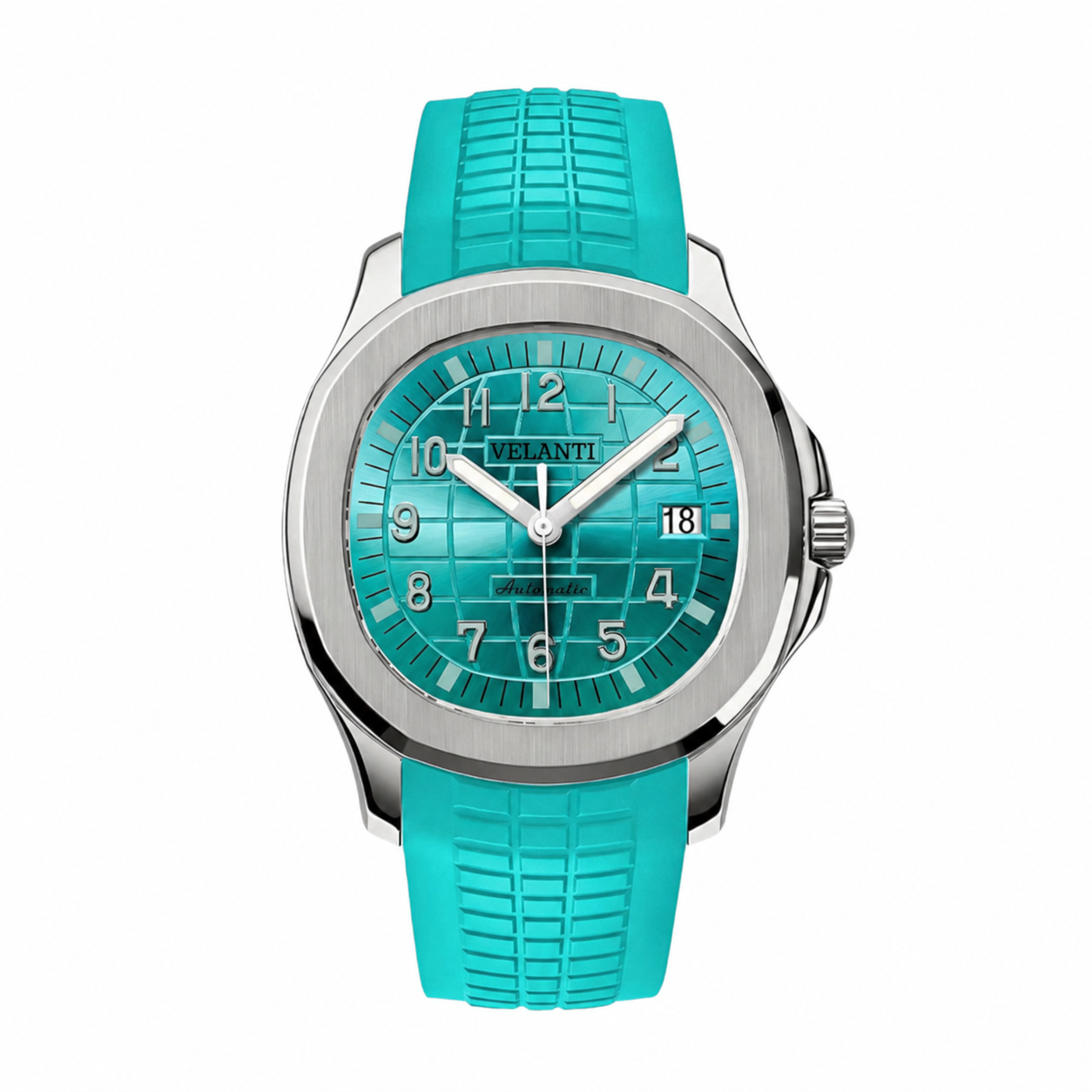 Aquanaut-style automatic watch, Velanti Milano Velnaut Tiffany Metallic Blue, main product photo