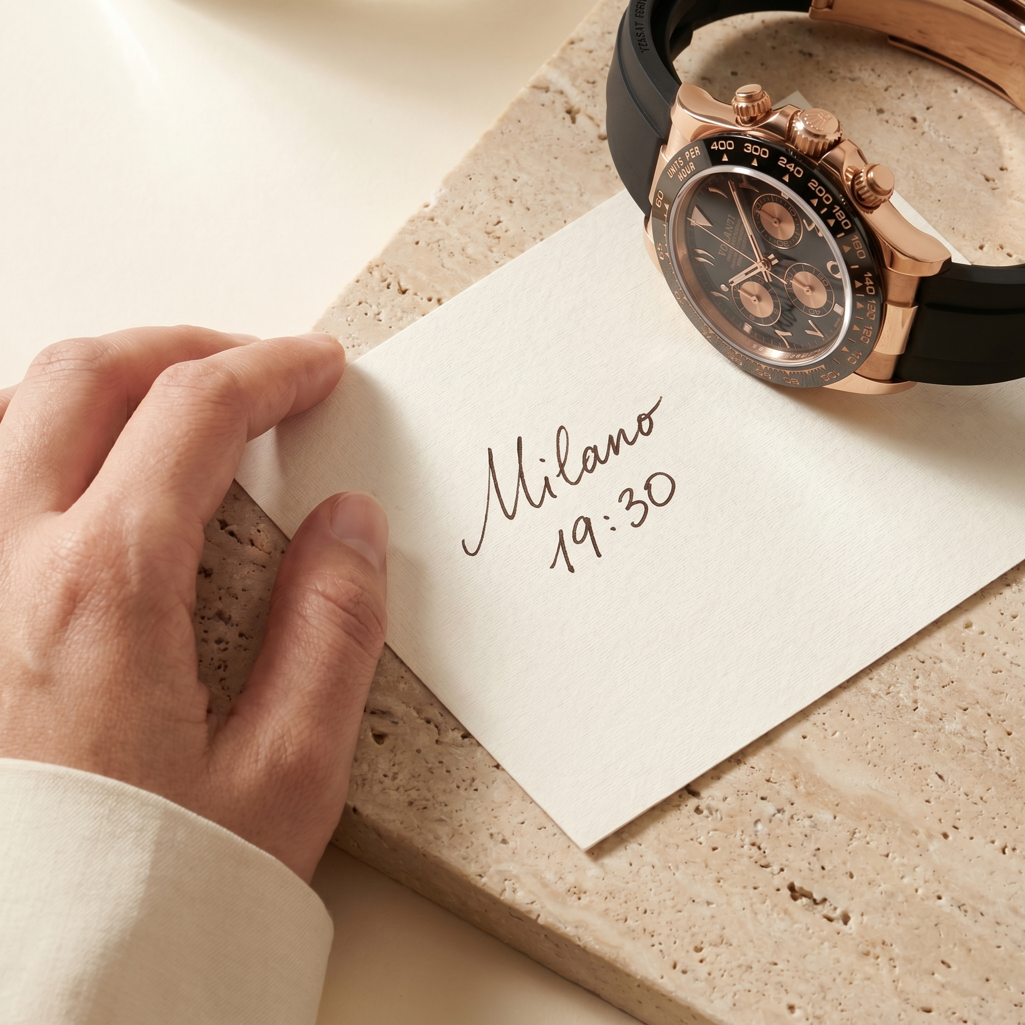 Daytona-style chronograph watch, Velanti Milano Veltona Arabic Rose Gold, product photo 2
