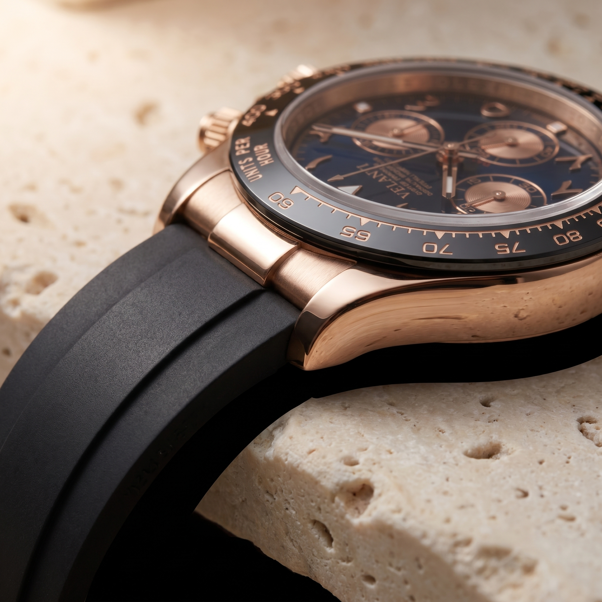 Daytona-style chronograph watch, Velanti Milano Veltona Arabic Rose Gold, product photo 9