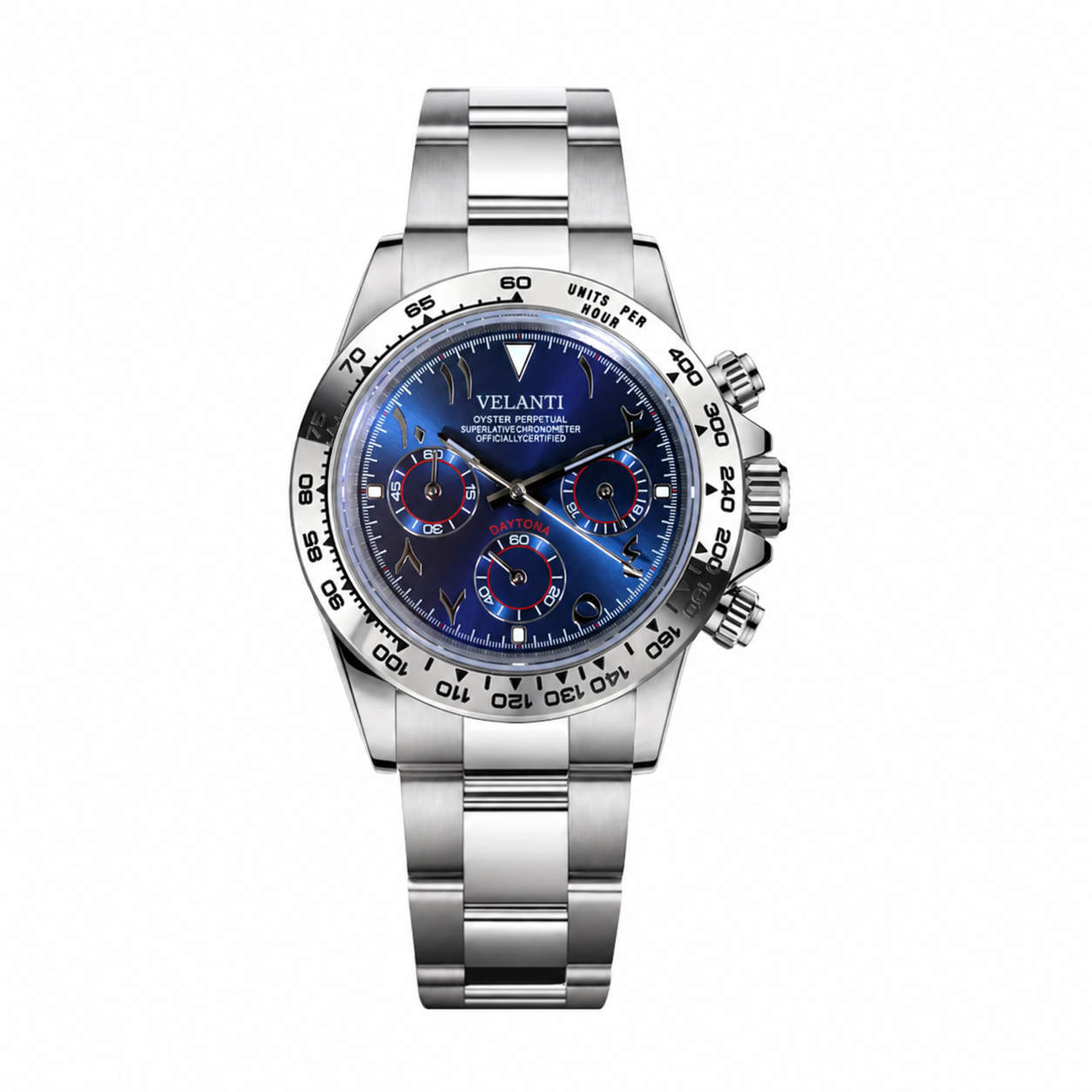 Daytona-style chronograph watch, Velanti Milano Veltona Arabic Royal Blue, main product photo