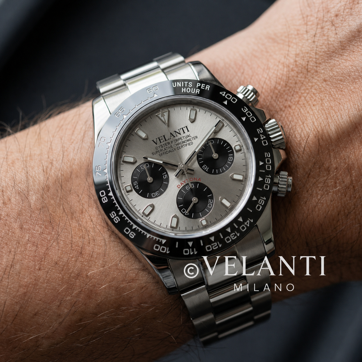 Daytona-style chronograph watch, Velanti Milano Veltona Champagne, product photo 2