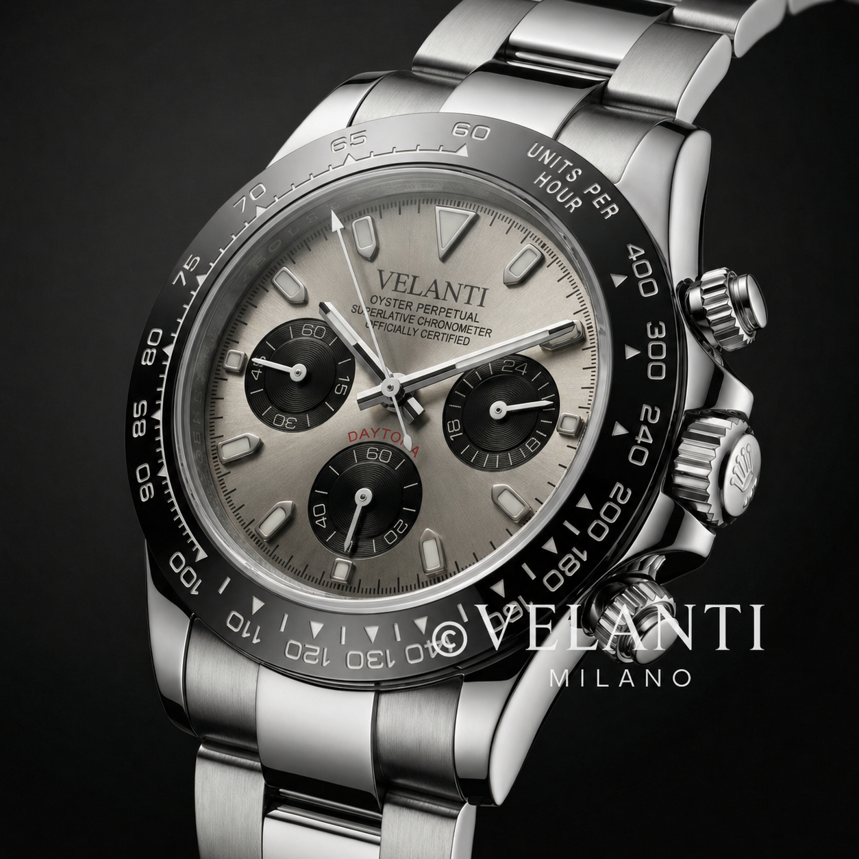 Daytona-style chronograph watch, Velanti Milano Veltona Champagne, product photo 4