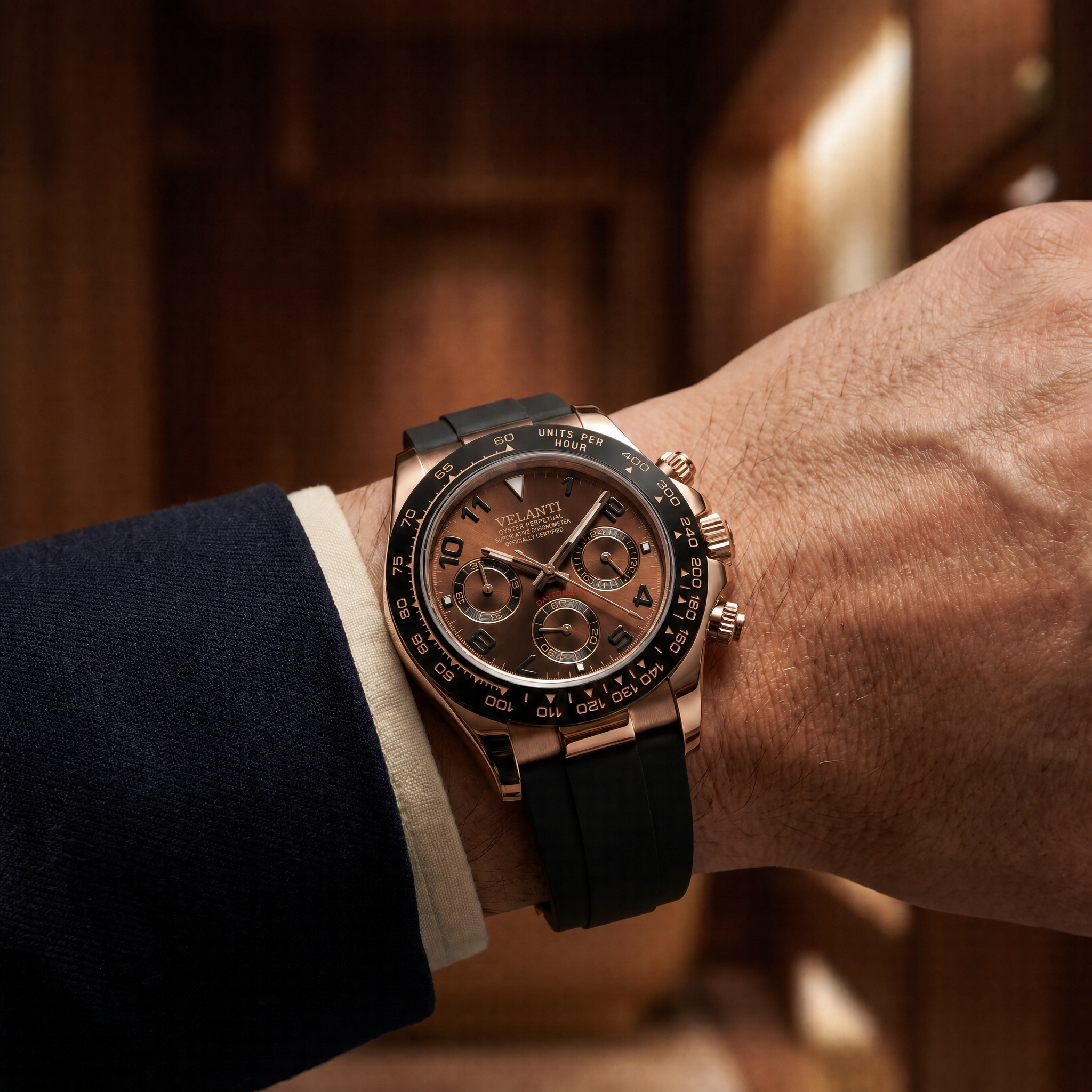 Daytona-style chronograph watch, Velanti Milano Veltona Chocolate, product photo 6