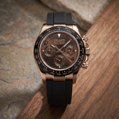 Daytona-style custom chronograph watch, Velanti Milano Veltona Chocolate, watch detail photo 8