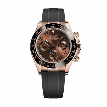 Daytona-style custom chronograph watch, Velanti Milano Veltona Chocolate, main product photo