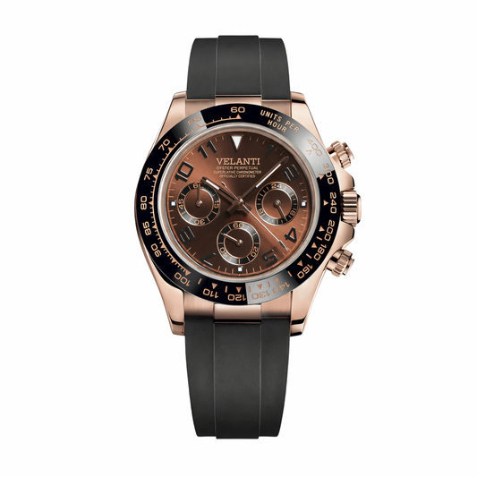 Daytona-style custom chronograph watch, Velanti Milano Veltona Chocolate, main product photo