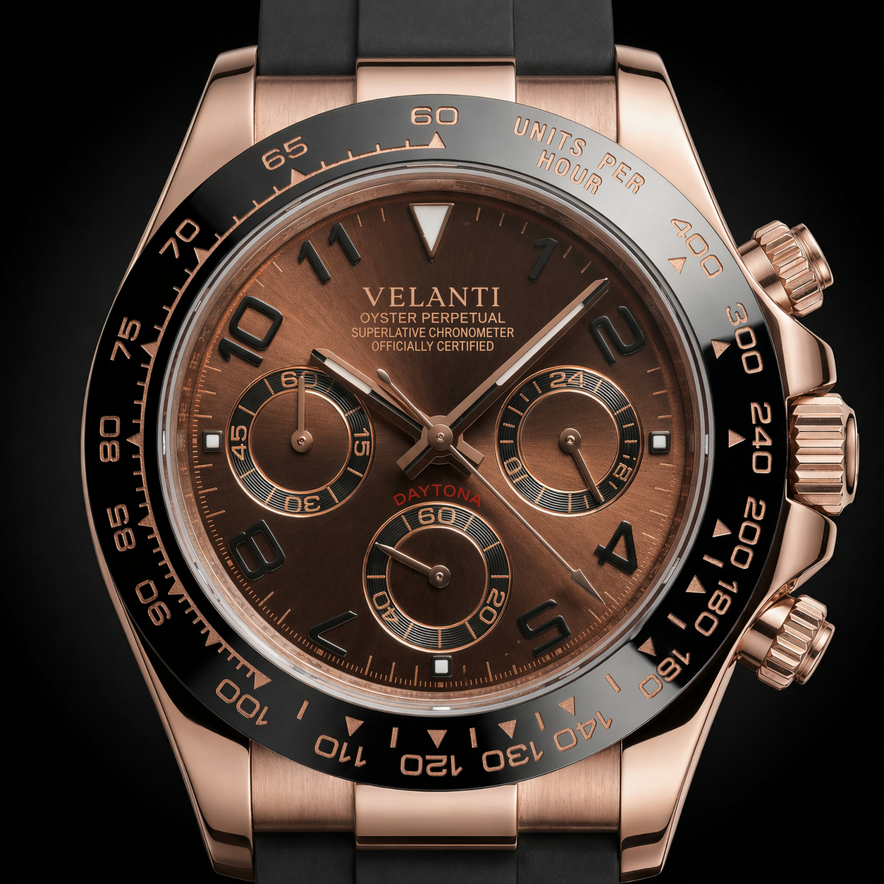 Daytona-style chronograph watch, Velanti Milano Veltona Chocolate, product photo 3