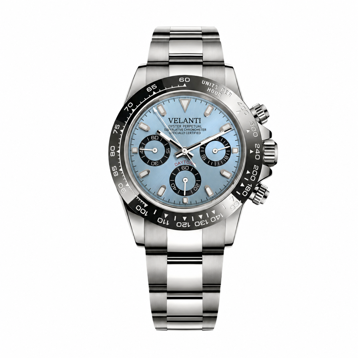 Daytona-style chronograph watch, Velanti Milano Veltona Ice Blue, main product photo