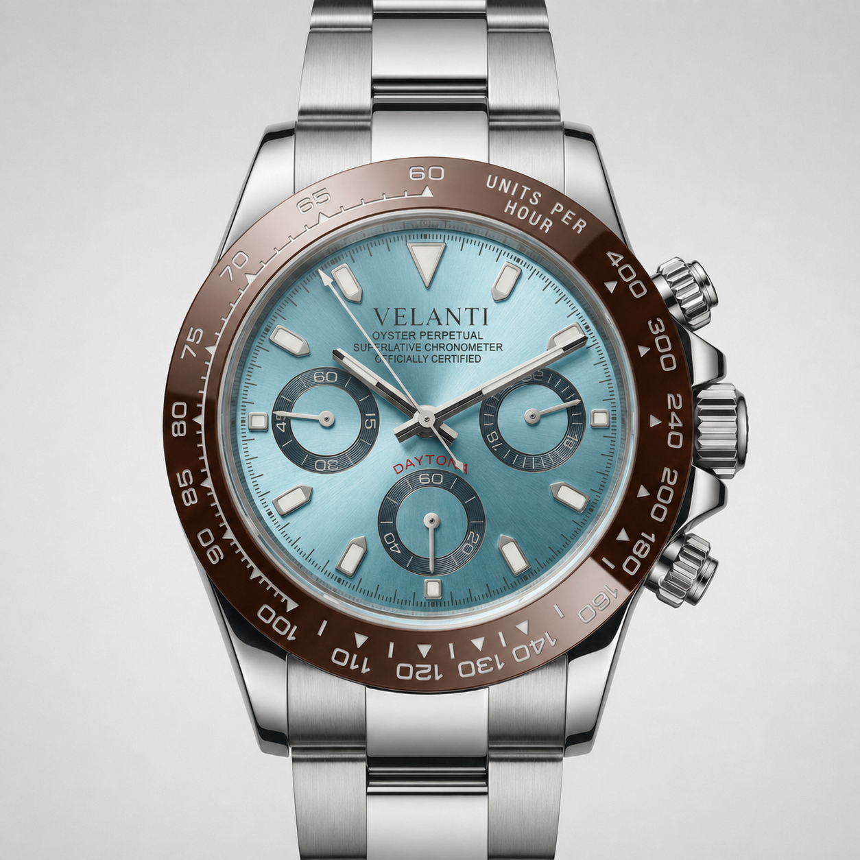 Daytona-style chronograph watch, Velanti Milano Veltona Platinum, product photo 2