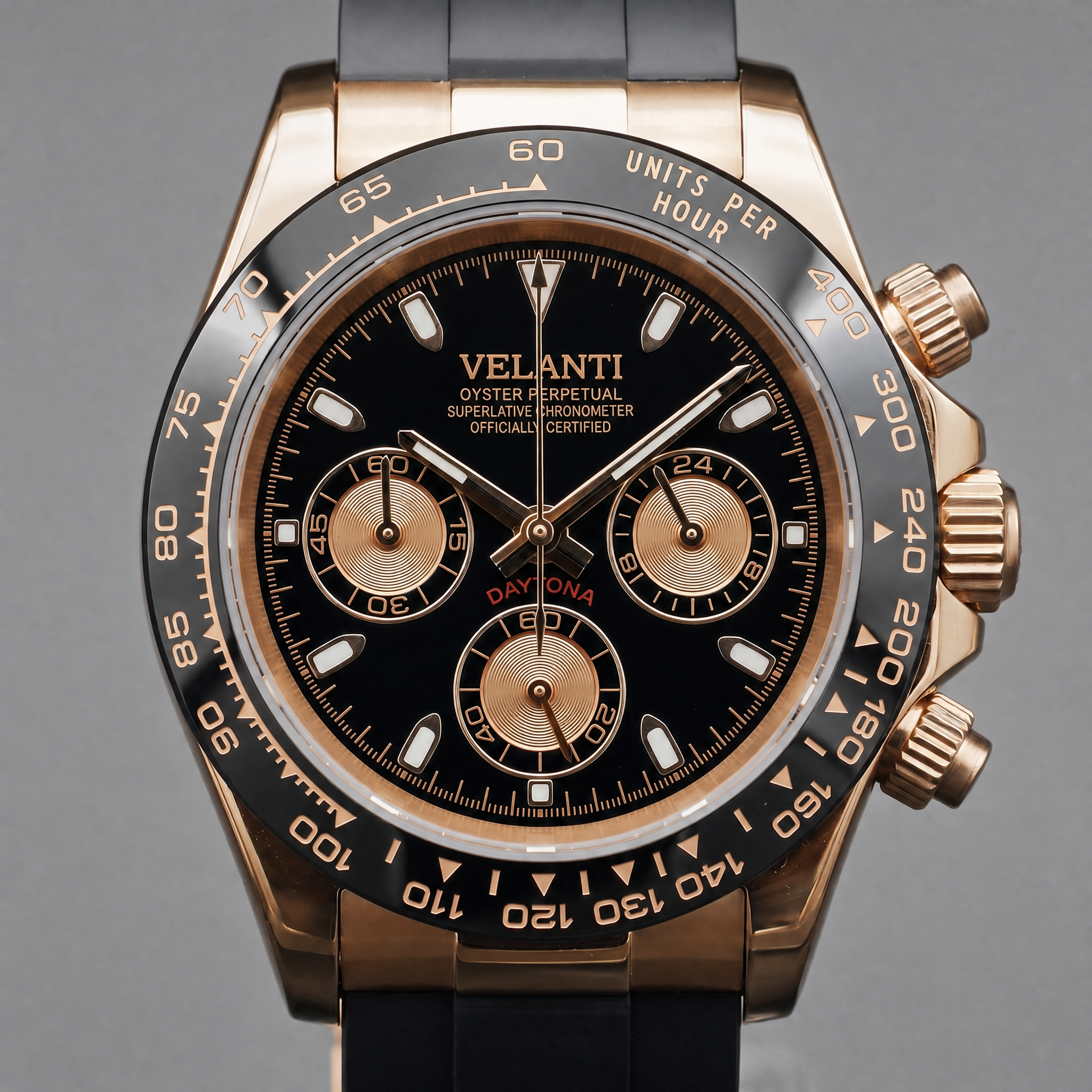 Daytona-style chronograph watch, Velanti Milano Veltona Rose Gold, watch detail photo 7