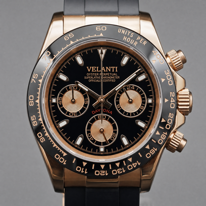 Daytona-style custom chronograph watch, Velanti Milano Veltona Rose Gold, watch detail photo 7