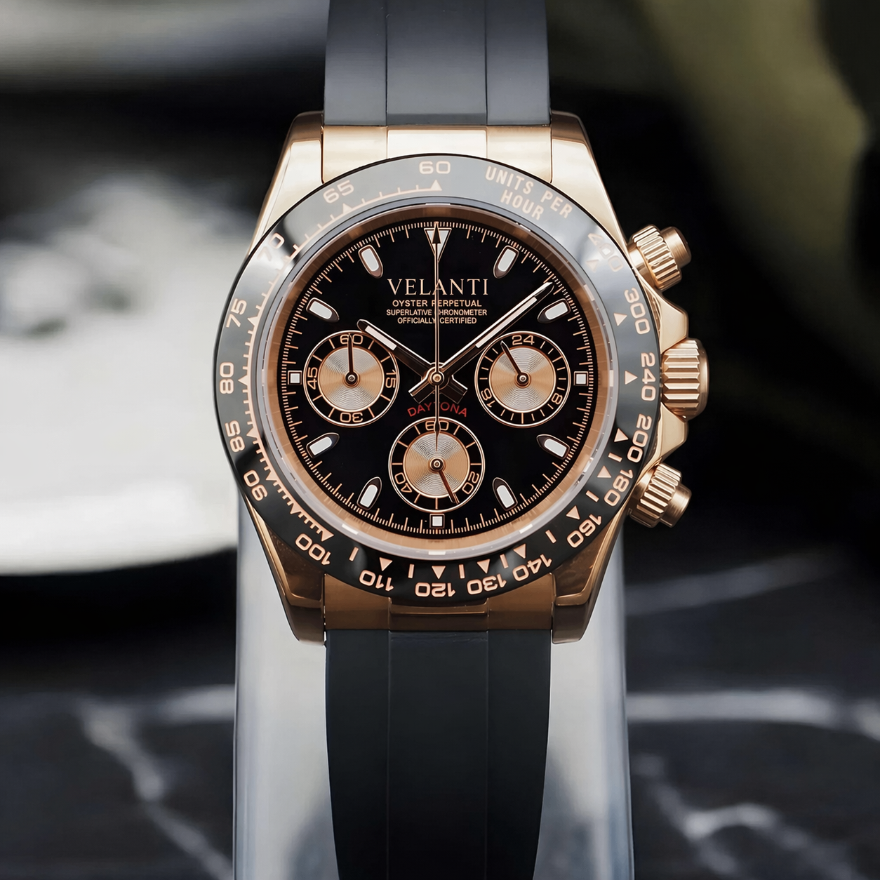 Daytona-style chronograph watch, Velanti Milano Veltona Rose Gold, product photo 3